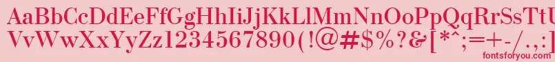 フォントOlgaPlain.001.001 – ピンクの背景に赤い文字