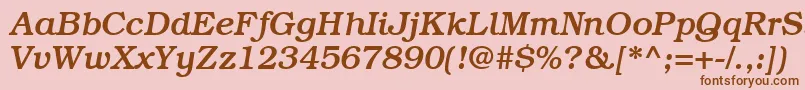 Fonte BookmanmediumRegularitalic – fontes marrons em um fundo rosa