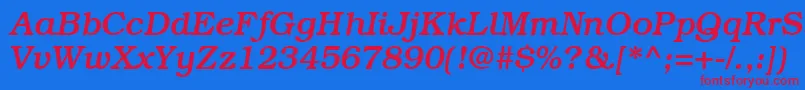 BookmanmediumRegularitalic-fontti – punaiset fontit sinisellä taustalla