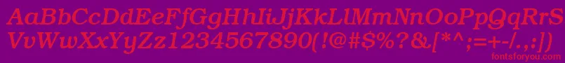 BookmanmediumRegularitalic-fontti – punaiset fontit violetilla taustalla