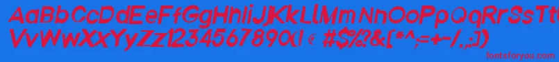 Emberita-Schriftart – Rote Schriften auf blauem Hintergrund