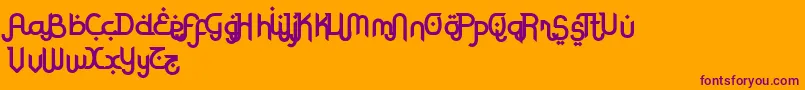 RodjaBoldAltEnd-Schriftart – Violette Schriften auf orangefarbenem Hintergrund