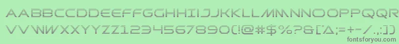 Prometheangrad-fontti – harmaat kirjasimet vihreällä taustalla