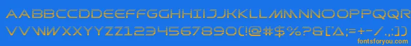 フォントPrometheangrad – オレンジ色の文字が青い背景にあります。