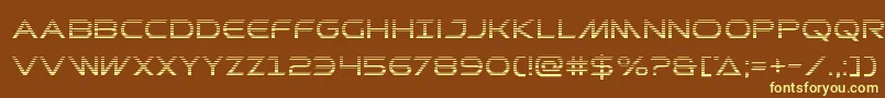 Prometheangrad-fontti – keltaiset fontit ruskealla taustalla
