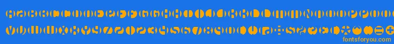フォントDblayer3 – オレンジ色の文字が青い背景にあります。