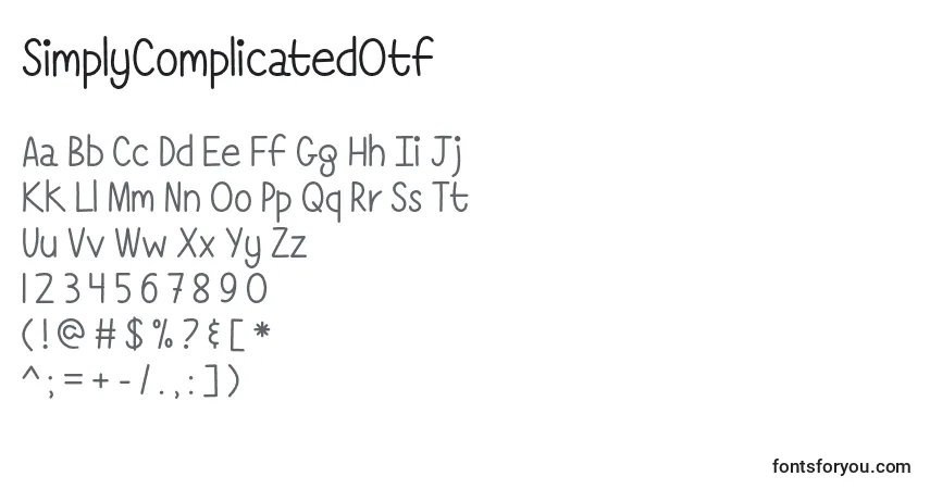 Czcionka SimplyComplicatedOtf – alfabet, cyfry, specjalne znaki