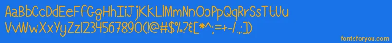 フォントSimplyComplicatedOtf – オレンジ色の文字が青い背景にあります。