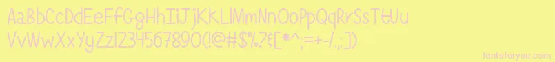 SimplyComplicatedOtf-fontti – vaaleanpunaiset fontit keltaisella taustalla