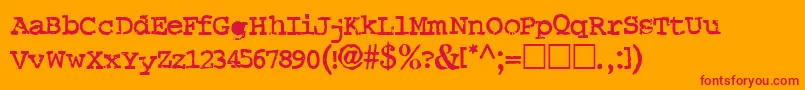CrudRegular-Schriftart – Rote Schriften auf orangefarbenem Hintergrund