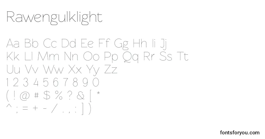 Schriftart Rawengulklight – Alphabet, Zahlen, spezielle Symbole