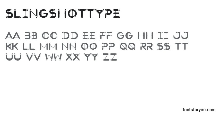 caractères de police slingshottype, lettres de police slingshottype, alphabet de police slingshottype