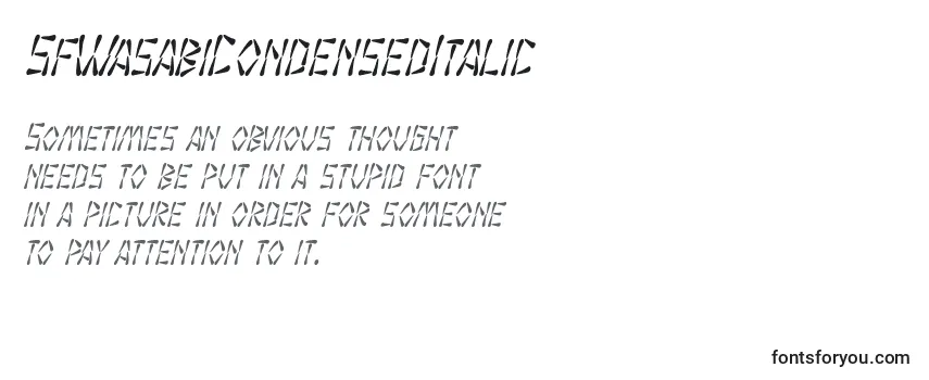 Review of the SfWasabiCondensedItalic Font