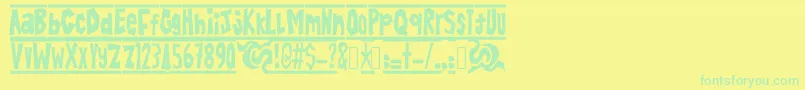 BatikAlin-fontti – vihreät fontit keltaisella taustalla