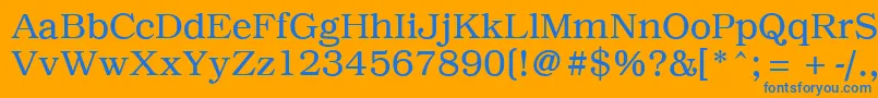 PcBrusselsLight Font – Blue Fonts on Orange Background