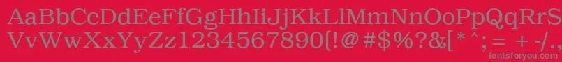 PcBrusselsLight-Schriftart – Graue Schriften auf rotem Hintergrund