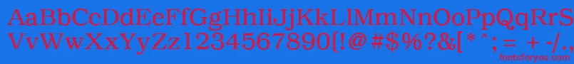 PcBrusselsLight Font – Red Fonts on Blue Background