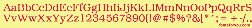 PcBrusselsLight Font – Red Fonts on Yellow Background