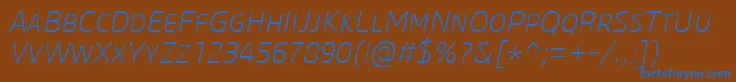 CoreSansMSc25ExtralightItalic Font – Blue Fonts on Brown Background