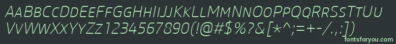 Шрифт CoreSansMSc25ExtralightItalic – зелёные шрифты на чёрном фоне