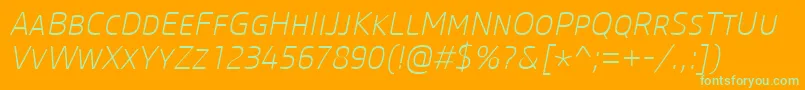 CoreSansMSc25ExtralightItalic Font – Green Fonts on Orange Background