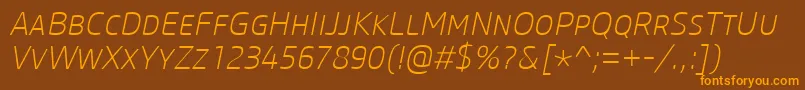 CoreSansMSc25ExtralightItalic Font – Orange Fonts on Brown Background