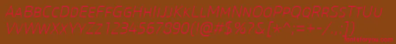 CoreSansMSc25ExtralightItalic Font – Red Fonts on Brown Background