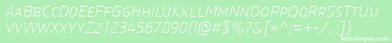 CoreSansMSc25ExtralightItalic Font – White Fonts on Green Background