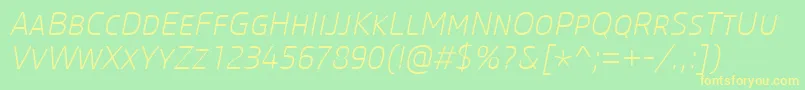 CoreSansMSc25ExtralightItalic Font – Yellow Fonts on Green Background