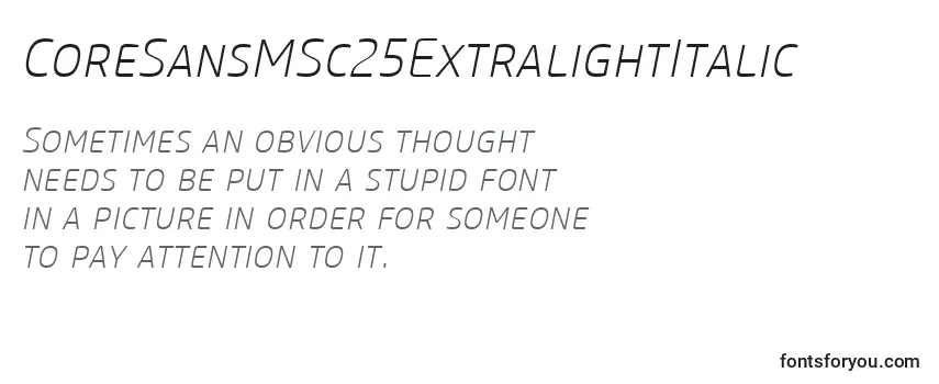CoreSansMSc25ExtralightItalic Font