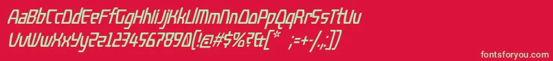 フォントKompressorItalic – 赤い背景に緑の文字