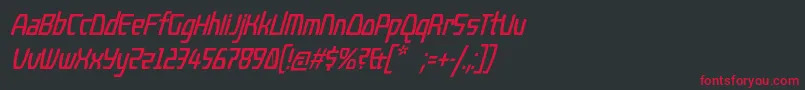 Fonte KompressorItalic – fontes vermelhas em um fundo preto