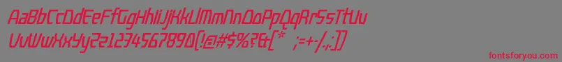 KompressorItalic-Schriftart – Rote Schriften auf grauem Hintergrund