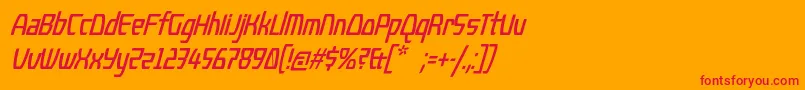 KompressorItalic-Schriftart – Rote Schriften auf orangefarbenem Hintergrund