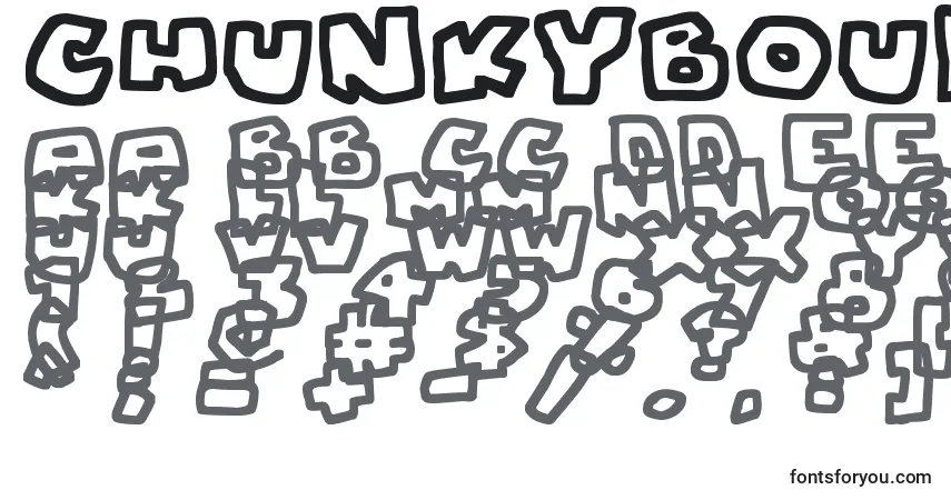 Czcionka ChunkyBoulderOutlines – alfabet, cyfry, specjalne znaki