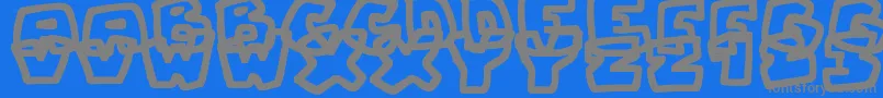 フォントChunkyBoulderOutlines – 青い背景に灰色の文字