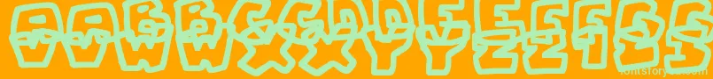 ChunkyBoulderOutlines-Schriftart – Grüne Schriften auf orangefarbenem Hintergrund