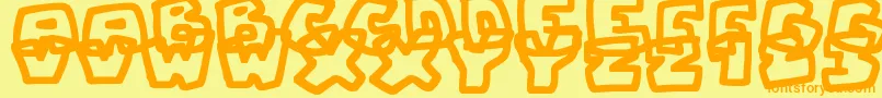 ChunkyBoulderOutlines Font – Orange Fonts on Yellow Background