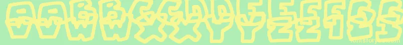 ChunkyBoulderOutlines Font – Yellow Fonts on Green Background