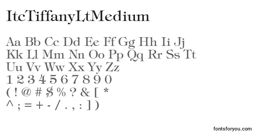A fonte ItcTiffanyLtMedium – alfabeto, números, caracteres especiais