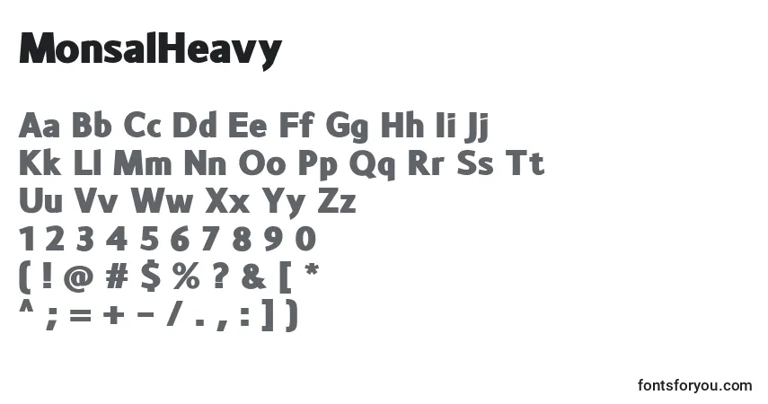A fonte MonsalHeavy – alfabeto, números, caracteres especiais