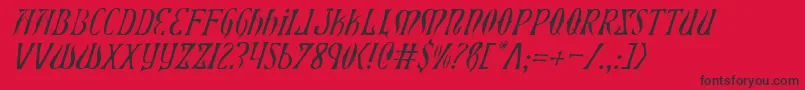 Fonte XiphosLightItalic – fontes pretas em um fundo vermelho