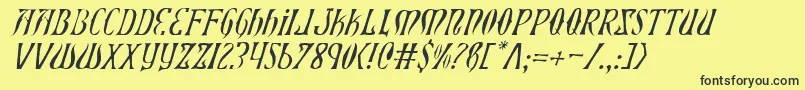 フォントXiphosLightItalic – 黒い文字の黄色い背景