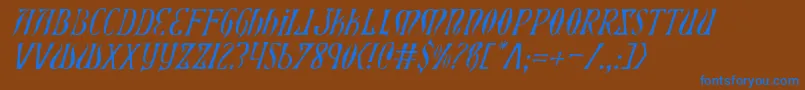 XiphosLightItalic Font – Blue Fonts on Brown Background