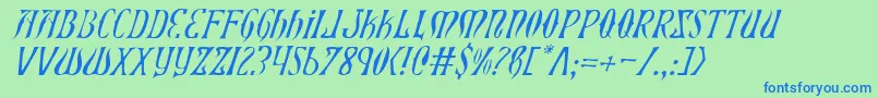 XiphosLightItalic-fontti – siniset fontit vihreällä taustalla