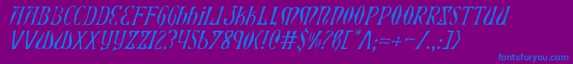 XiphosLightItalic Font – Blue Fonts on Purple Background