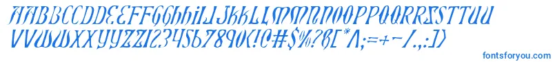 フォントXiphosLightItalic – 白い背景に青い文字