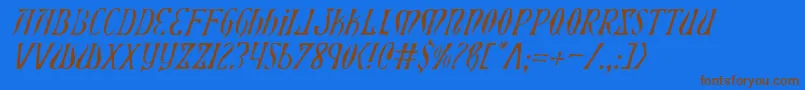 Fonte XiphosLightItalic – fontes marrons em um fundo azul