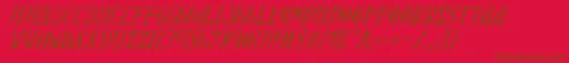 Fonte XiphosLightItalic – fontes marrons em um fundo vermelho