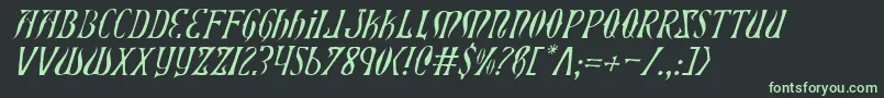 XiphosLightItalic Font – Green Fonts on Black Background